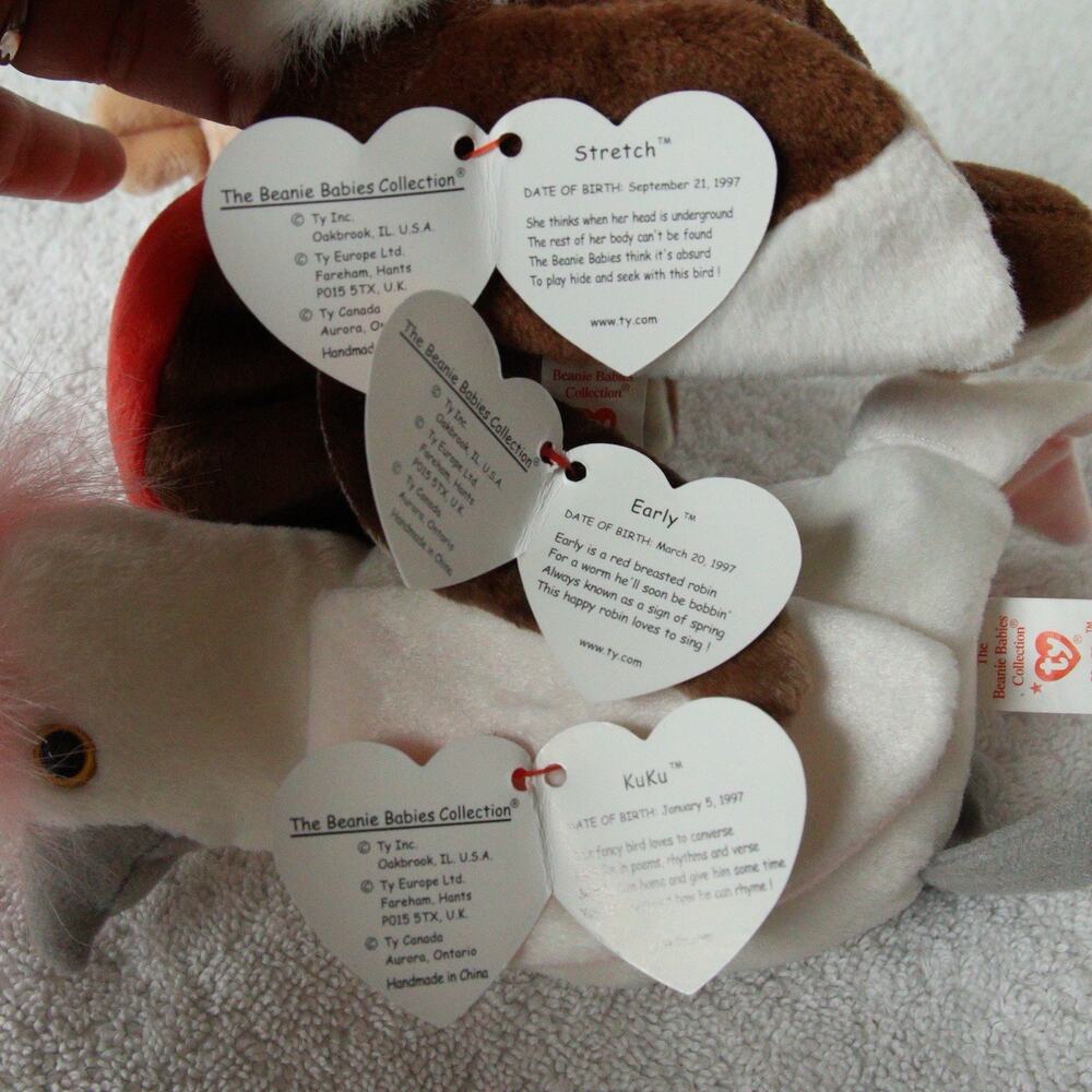 Ty Beanie Babies Bird Lot of 8 Stretch Early KuKu Eggbert Mac Stilts - Picture 6 of 12
